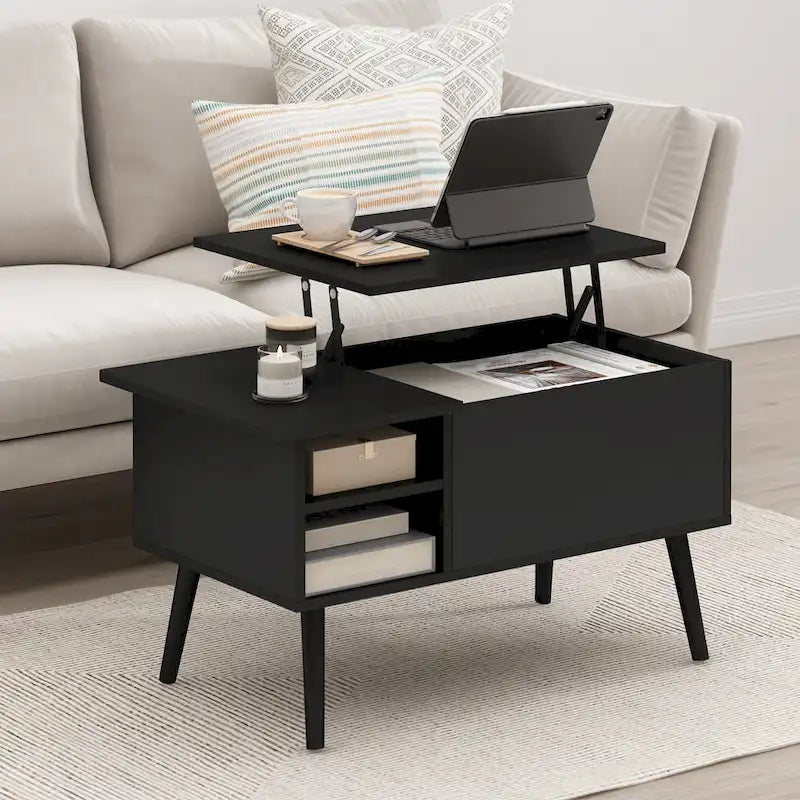 Table basse relevable avec pieds en bois