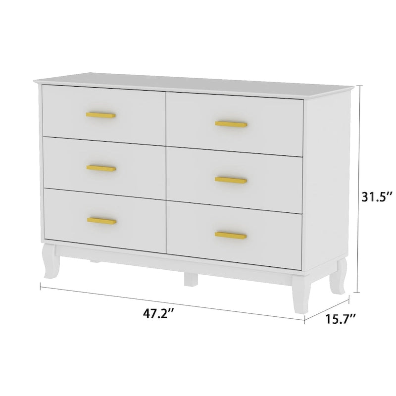 Commode à 6 tiroirs, meuble de rangement moderne en bois pour salon