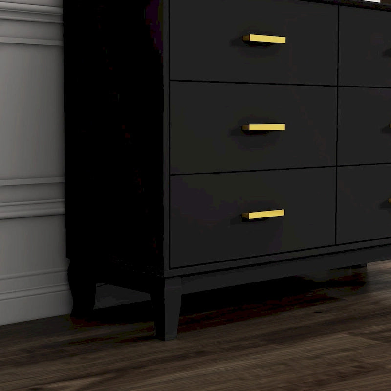 Commode à 6 tiroirs, meuble de rangement moderne en bois pour salon