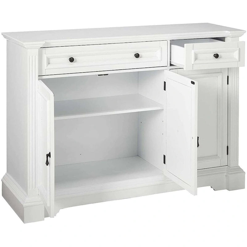 Buffet bahut blanc avec façade en ressaut