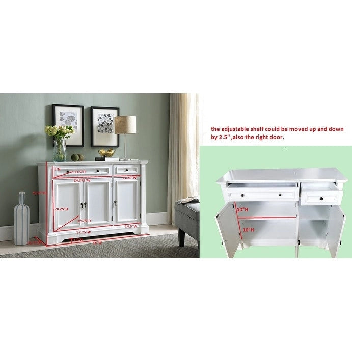 Buffet bahut blanc avec façade en ressaut