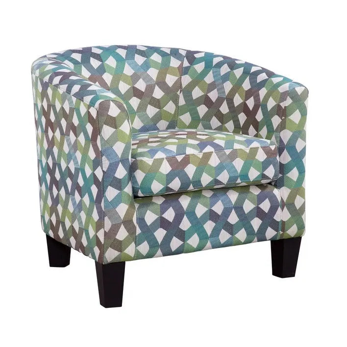 Fauteuil lounge arrondi capitonné (Vert et bleu Wonderland)