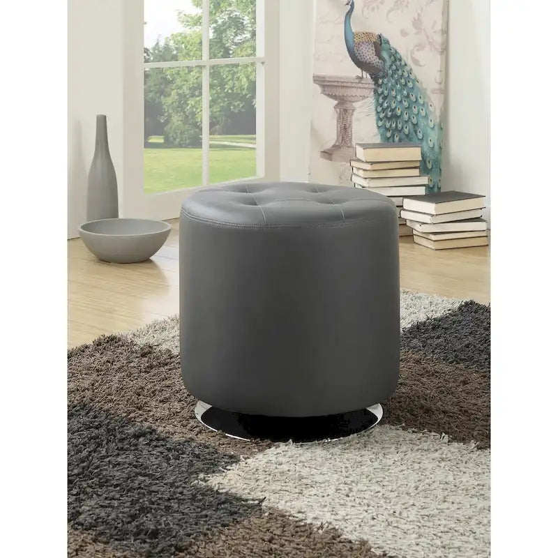 Pouf rond en similicuir