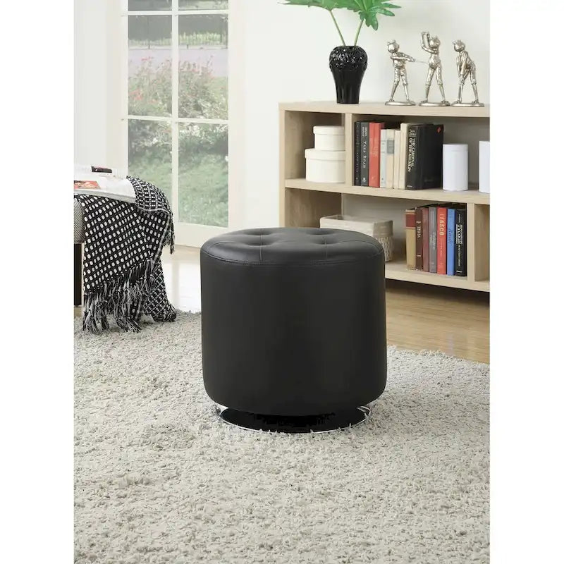 Pouf rond en similicuir