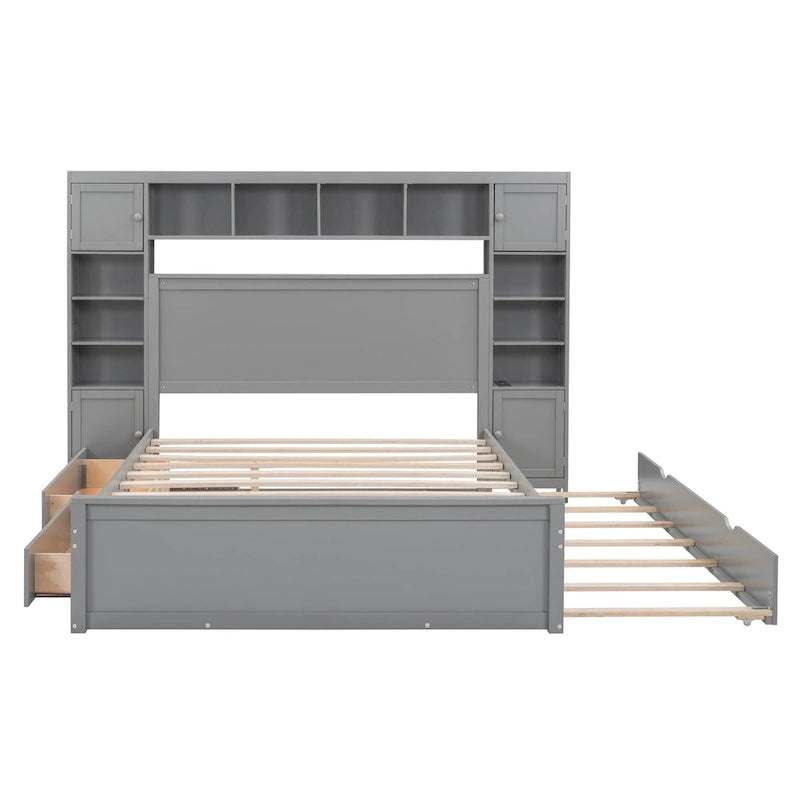 Lit double en bois massif couleur expresso