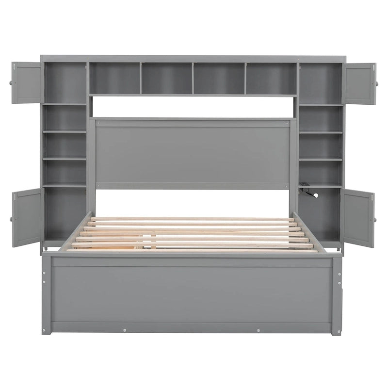 Lit double en bois massif couleur expresso