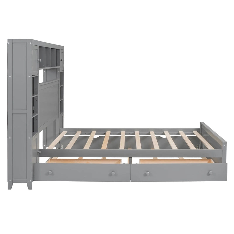 Lit double en bois massif couleur expresso