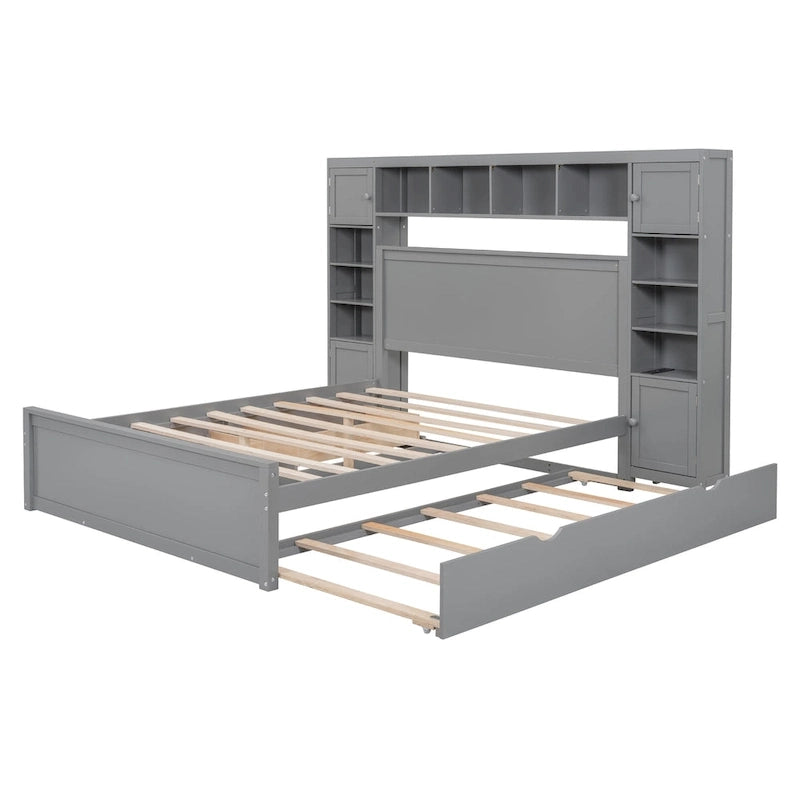 Lit double en bois massif couleur expresso