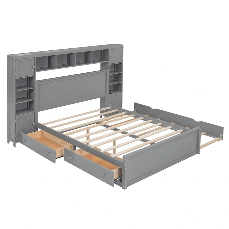 Lit double en bois massif couleur expresso