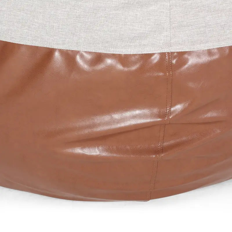 Canapé pouf bicolore en tissu et similicuir de 5 pieds au style moderne.