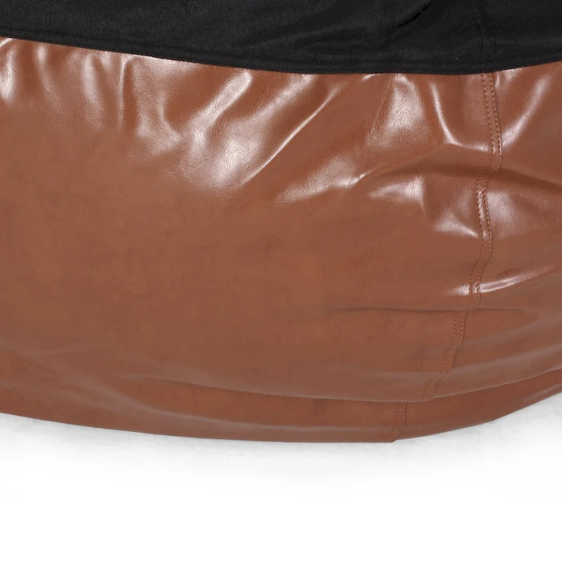 Canapé pouf bicolore en tissu et similicuir de 5 pieds au style moderne.