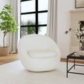 Fauteuil pivotant rond en sherpa blanc