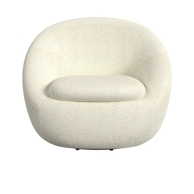 Fauteuil pivotant rond en sherpa blanc