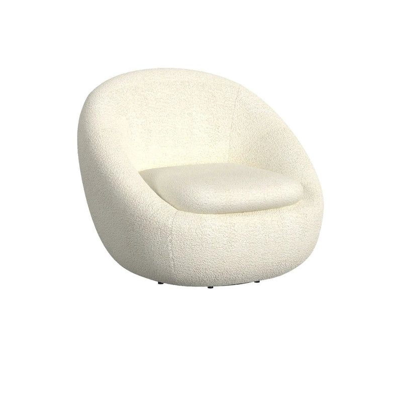 Fauteuil pivotant rond en sherpa blanc