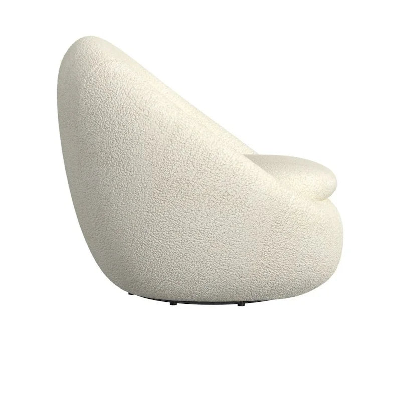 Fauteuil pivotant rond en sherpa blanc