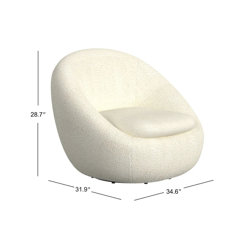 Fauteuil pivotant rond en sherpa blanc