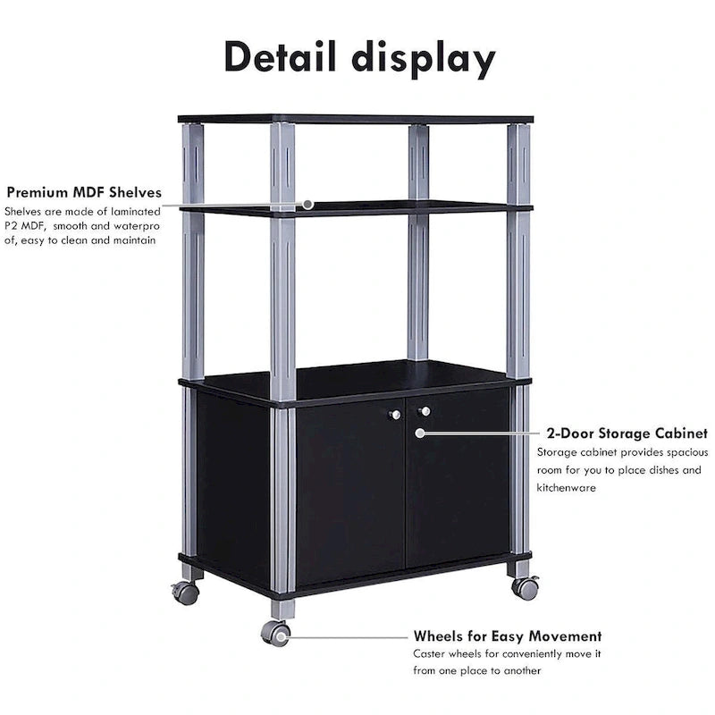 Support de chariot de rangement roulant pour micro-ondes