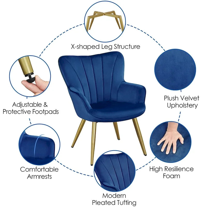 Fauteuil de salon en velours de style moderne