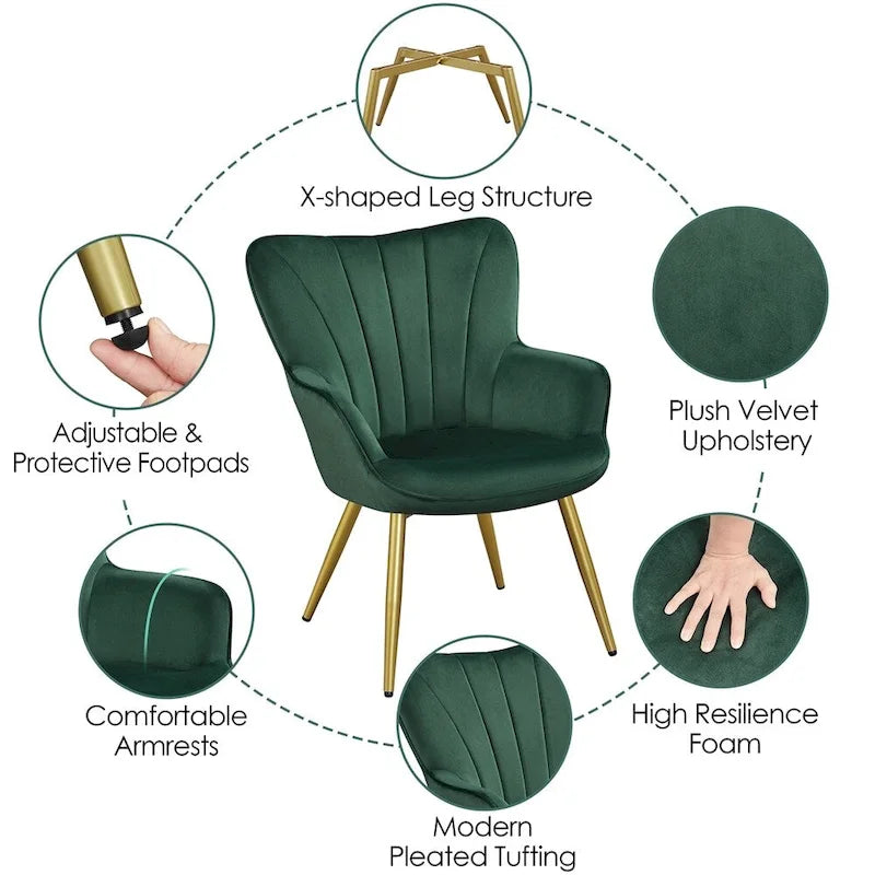 Fauteuil de salon en velours de style moderne