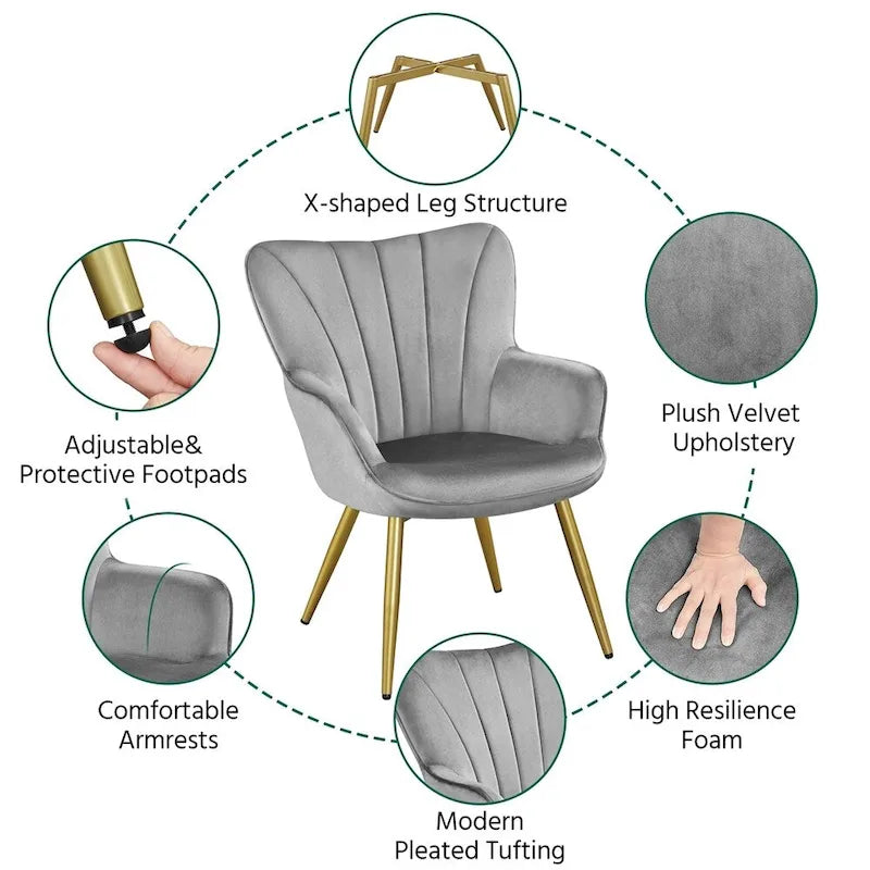 Fauteuil de salon en velours de style moderne