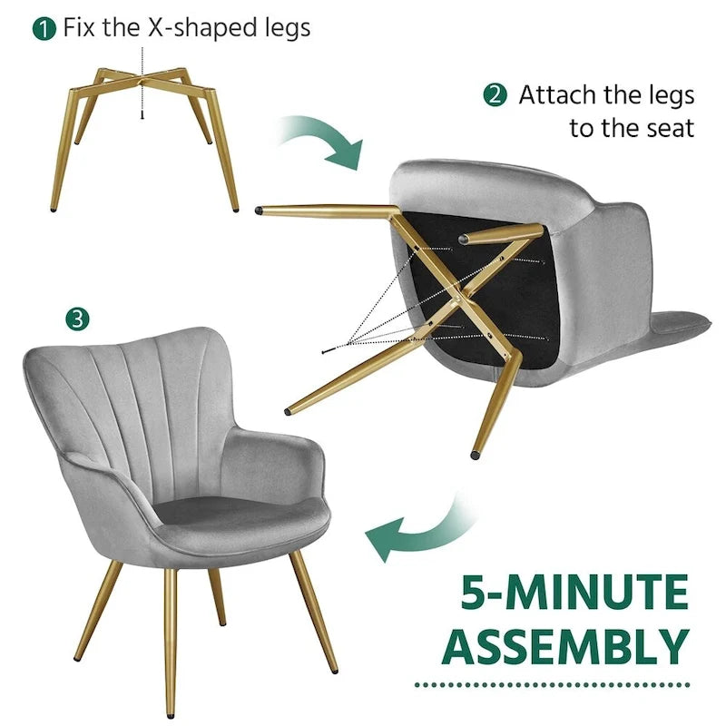 Fauteuil de salon en velours de style moderne