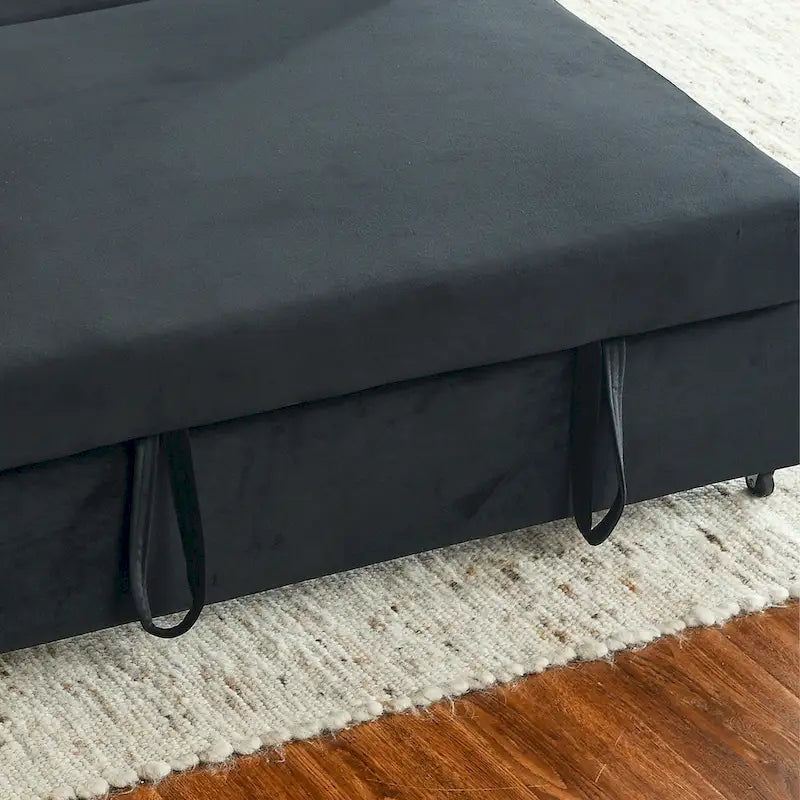 Canapé double en velours polyvalent 3-en-1 avec lit gigogne