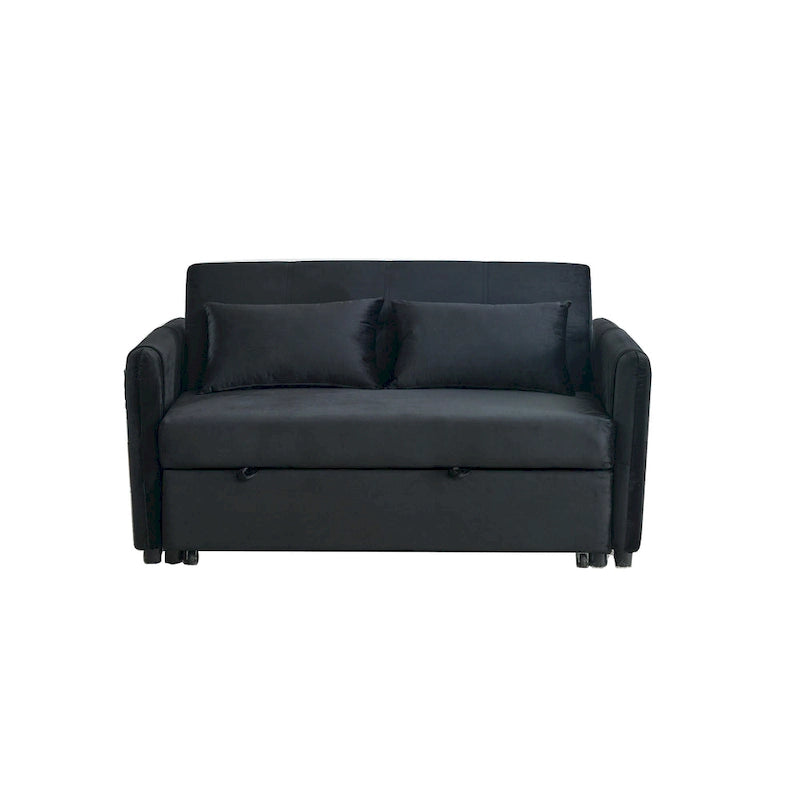 Canapé double en velours polyvalent 3-en-1 avec lit gigogne