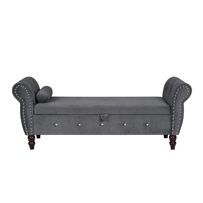 Banc de chambre en velours de 63,4 pouces