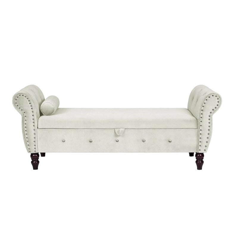 Banc de chambre en velours de 63,4 pouces