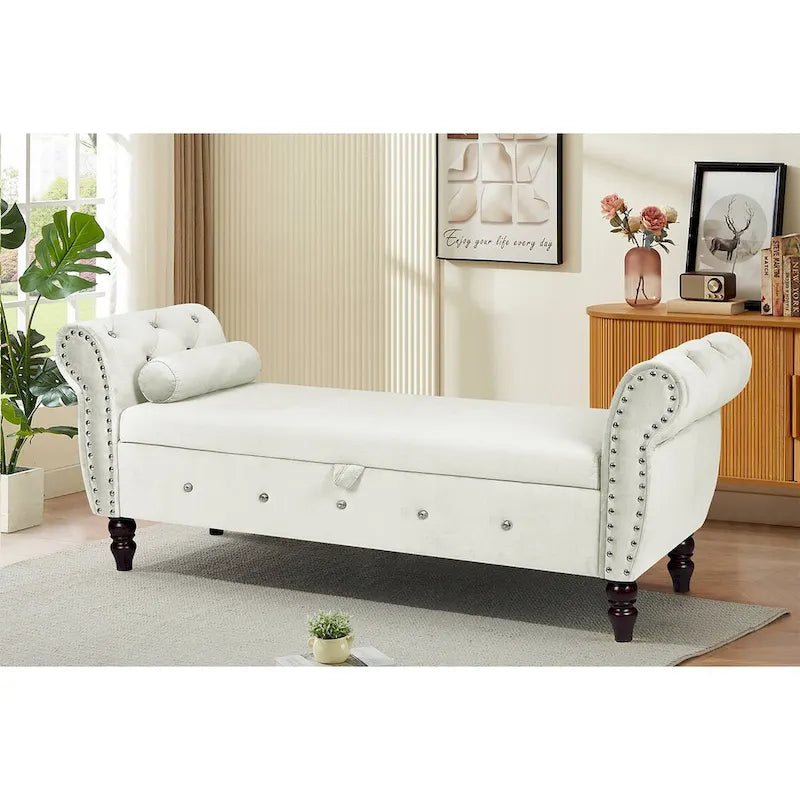 Banc de chambre en velours de 63,4 pouces