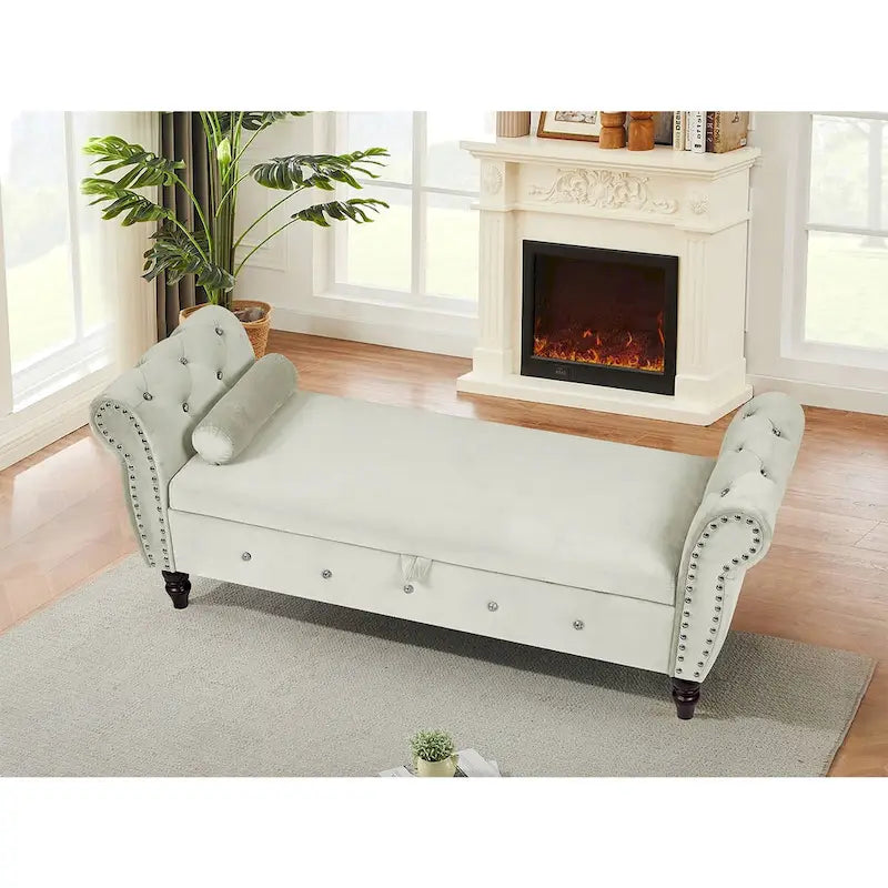 Banc de chambre en velours de 63,4 pouces