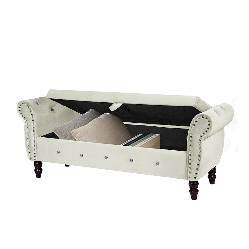 Banc de chambre en velours de 63,4 pouces