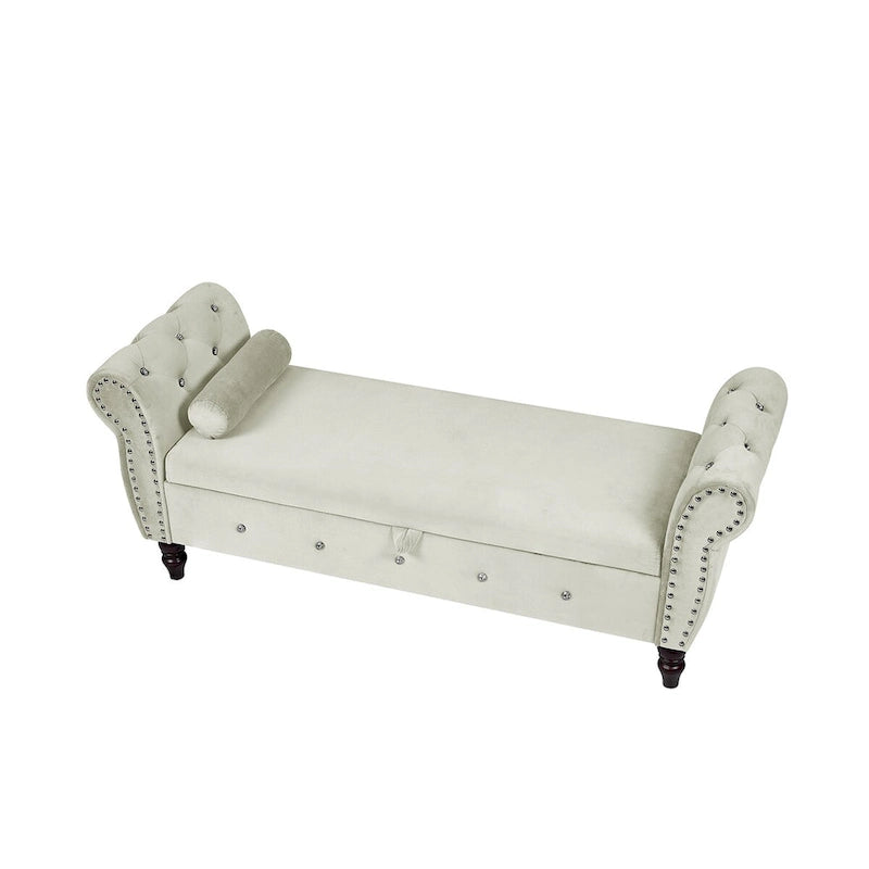 Banc de chambre en velours de 63,4 pouces