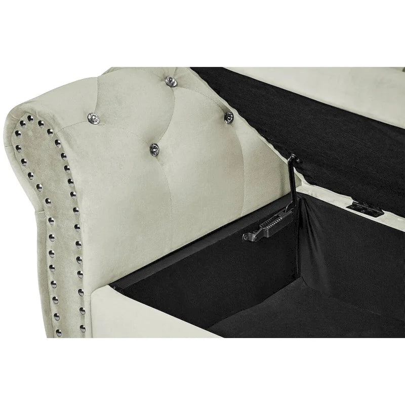 Banc de chambre en velours de 63,4 pouces
