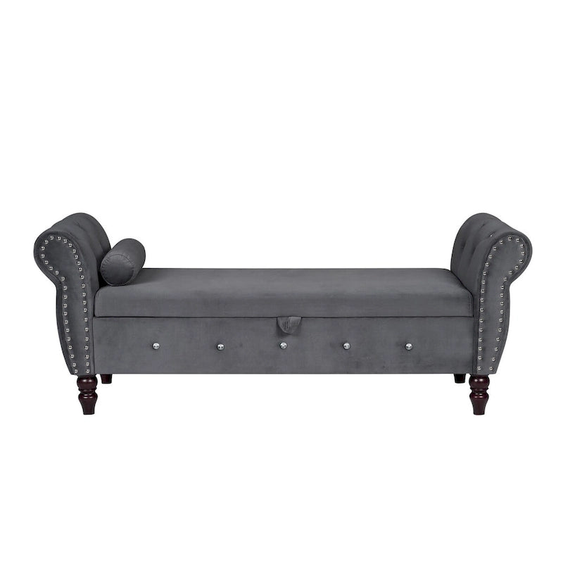Banc de chambre en velours de 63,4 pouces