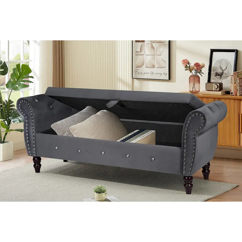 Banc de chambre en velours de 63,4 pouces