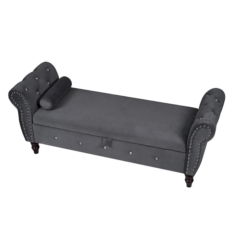 Banc de chambre en velours de 63,4 pouces