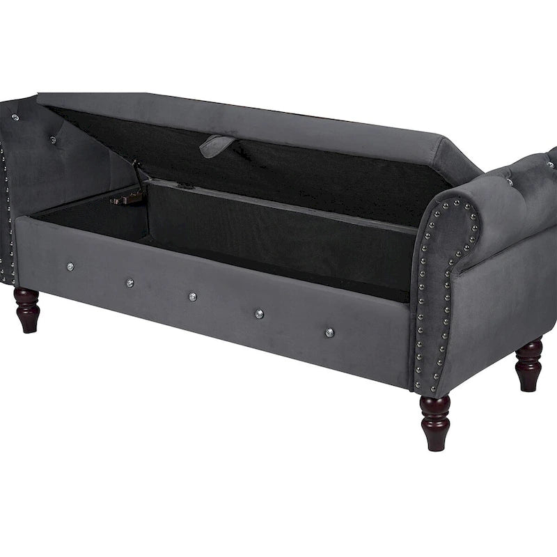 Banc de chambre en velours de 63,4 pouces