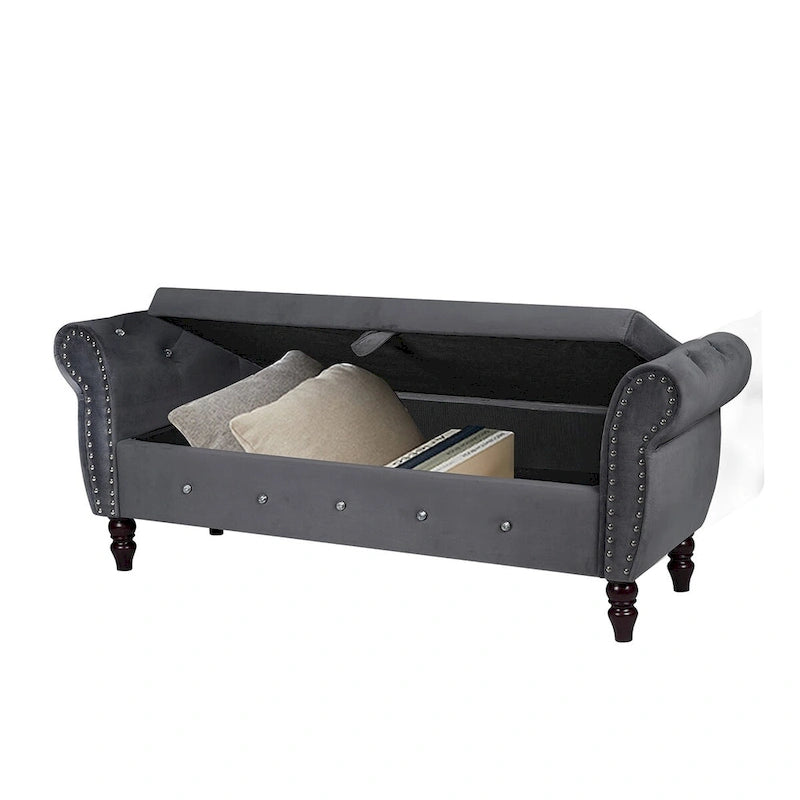 Banc de chambre en velours de 63,4 pouces