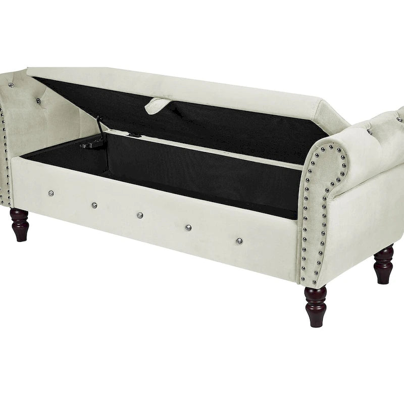 Banc de chambre en velours de 63,4 pouces