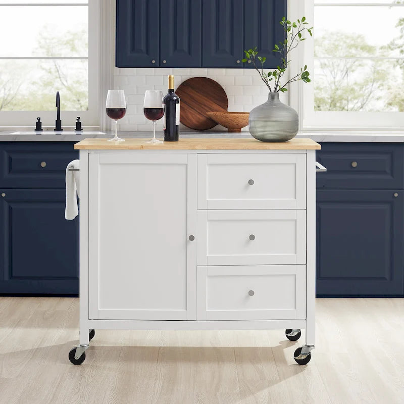 Îlot/desserte de cuisine avec plateau en bois - 18 p x 42,13 l x 37,5 h