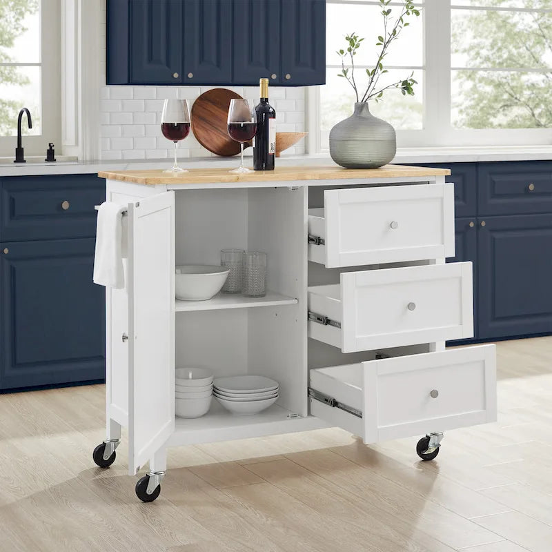 Îlot/desserte de cuisine avec plateau en bois - 18 p x 42,13 l x 37,5 h