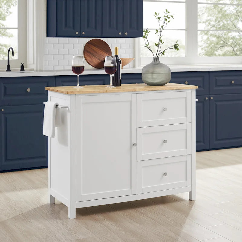 Îlot/desserte de cuisine avec plateau en bois - 18 p x 42,13 l x 37,5 h