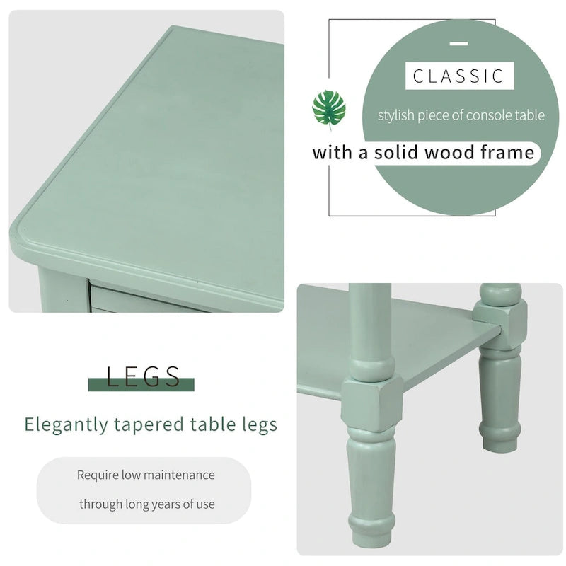Console étroite, Table d'appoint avec 3 tiroirs de rangement et étagère inférieure