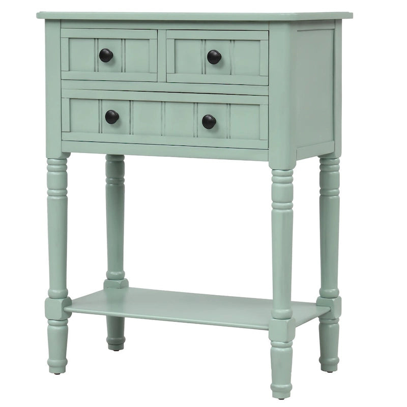 Console étroite, Table d'appoint avec 3 tiroirs de rangement et étagère inférieure