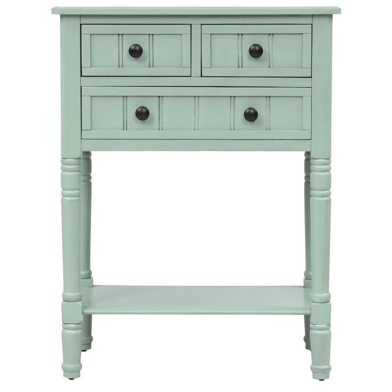 Console étroite, Table d'appoint avec 3 tiroirs de rangement et étagère inférieure