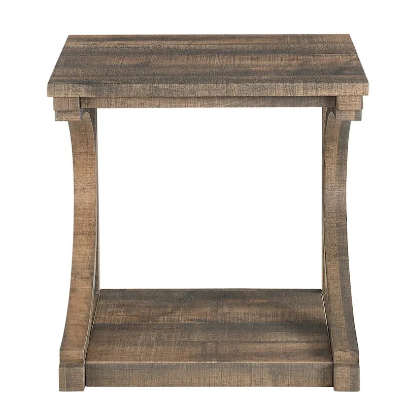 Table basse unique en bois massif avec étagère de rangement