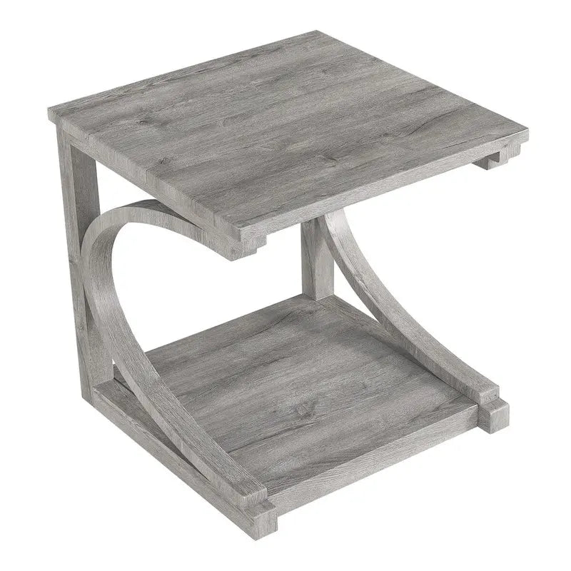 Table basse unique en bois massif avec étagère de rangement
