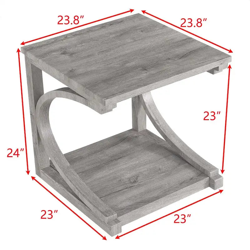 Table basse unique en bois massif avec étagère de rangement