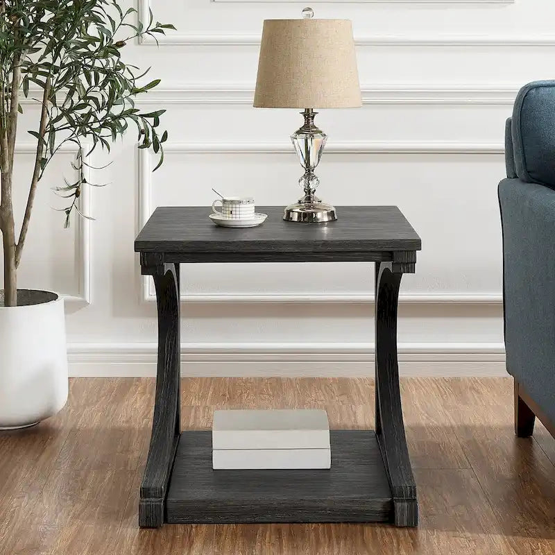 Table basse unique en bois massif avec étagère de rangement